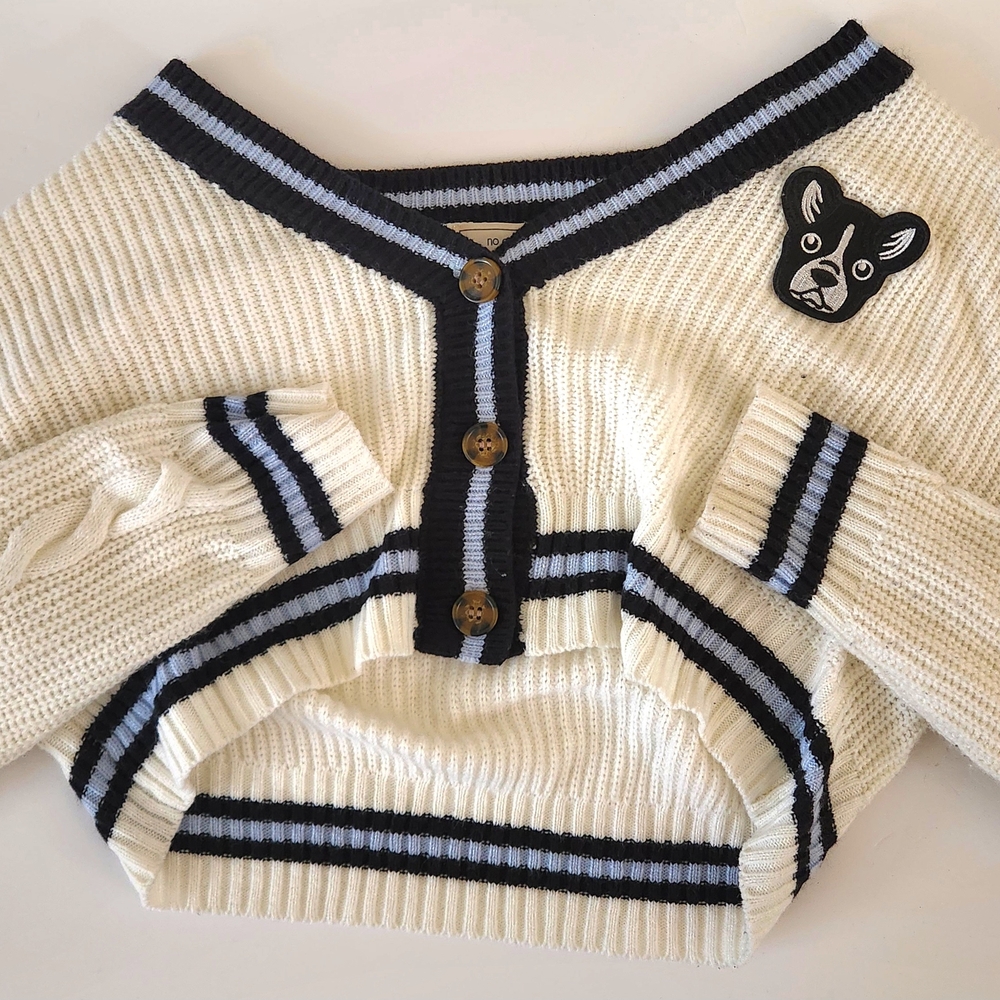 Striped Off-Shoulder Sweater - Cream and Black